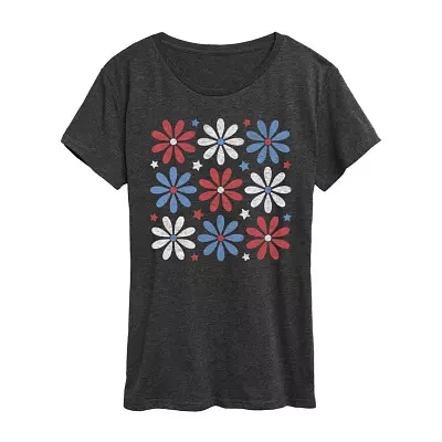 Womens Crew Neck Short Sleeve Graphic T-Shirt