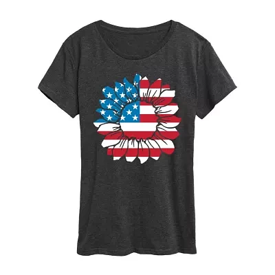 Womens Crew Neck Short Sleeve Graphic T-Shirt