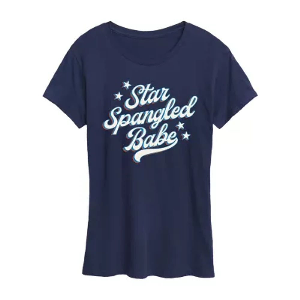 Womens Crew Neck Short Sleeve Graphic T-Shirt