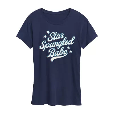 Womens Crew Neck Short Sleeve Graphic T-Shirt