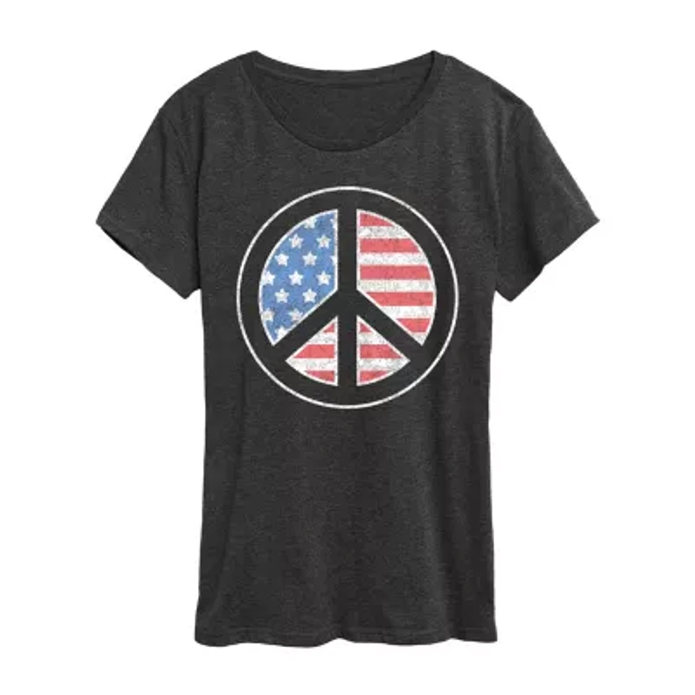 Womens Crew Neck Short Sleeve Graphic T-Shirt