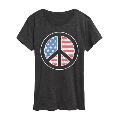 Womens Crew Neck Short Sleeve Graphic T-Shirt