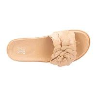 New York & Company Womens Camilia Flower Slide Flat Sandals