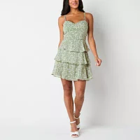 by&by Womens Floral Fit + Flare Dress Juniors