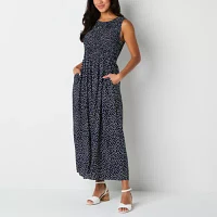 R & K Originals Womens Sleeveless Dots Maxi Dress