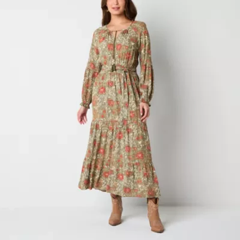 Frye and Co. Womens Long Sleeve Floral Maxi Dress