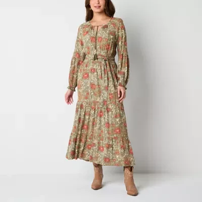 Frye and Co. Womens Long Sleeve Floral Maxi Dress