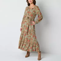 Frye and Co. Womens Long Sleeve Floral Maxi Dress