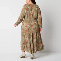 Frye and Co. Womens Long Sleeve Floral Maxi Dress Plus