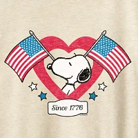 Womens Crew Neck Short Sleeve Peanuts Graphic T-Shirt