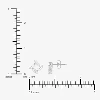 Lab Created White Sapphire Sterling Silver 9.4mm Square Stud Earrings