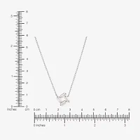 Womens Lab Created White Sapphire Sterling Silver Square Pendant Necklaces