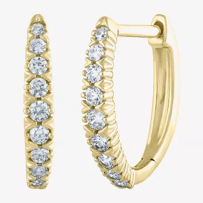 (G,Si2) 1/4 CT. T.W. Lab Grown White Diamond 10K Gold 21.9mm Hoop Earrings