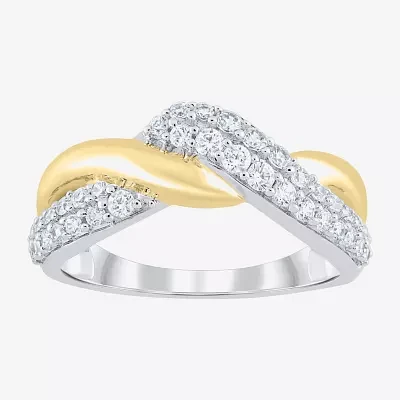 (Si2 / G) Womens 1/2 CT. T.W. Lab Grown White Diamond 10K Gold Cocktail Ring