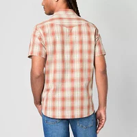 Frye and Co. Mens Regular Fit Short Sleeve Plaid Button-Down Shirt