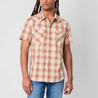 Frye and Co. Mens Regular Fit Short Sleeve Plaid Button-Down Shirt
