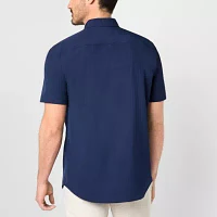 St. John's Bay Performance Mens Moisture Wicking Classic Fit Short Sleeve Button-Down Shirt