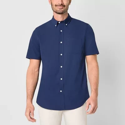 St. John's Bay Performance Mens Moisture Wicking Classic Fit Short Sleeve Button-Down Shirt