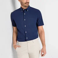 St. John's Bay Performance Mens Moisture Wicking Classic Fit Short Sleeve Button-Down Shirt