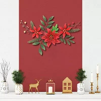Cheungs Poinsettia Flowers Metal Wall Art
