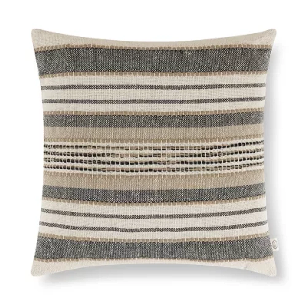 Indigo Road By Egypt Sherrod Azzo Multi-Weave Stripe 100% Cotton Square Throw Pillows