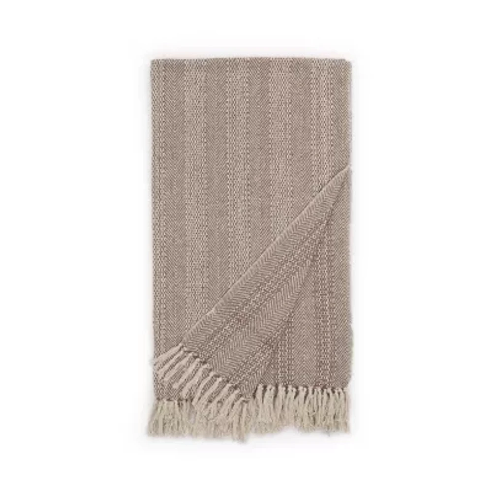 Indigo Road by Egypt Sherrod Anella Chevron Stripe Tasseled Cotton Rich Midweight Throw
