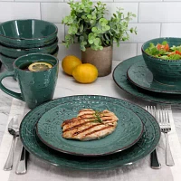Elama Malibu Sea Glass 16 Piece Dg 16-pc. Stoneware Dinnerware Set