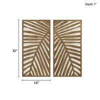 Madison Park Birch Palms Two-Tone Wood Panel 2-pc. Wall Art Sets