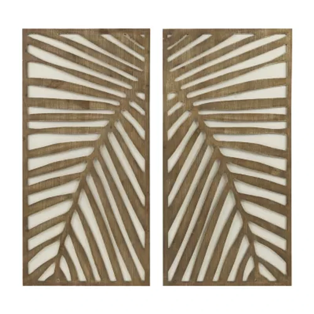 Madison Park Birch Palms Two-Tone Wood Panel 2-pc. Wall Art Sets