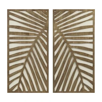 Madison Park Birch Palms Two-Tone Wood Panel 2-pc. Wall Art Sets
