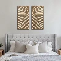 Madison Park Birch Palms Two-Tone Wood Panel 2-pc. Wall Art Sets