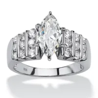 DiamonArt® Womens / CT. T.W. White Cubic Zirconia Platinum Over Silver Engagement Ring