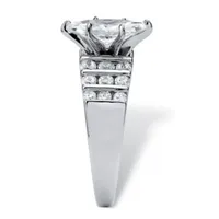 DiamonArt® Womens / CT. T.W. White Cubic Zirconia Platinum Over Silver Engagement Ring