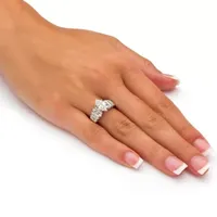 DiamonArt® Womens / CT. T.W. White Cubic Zirconia Platinum Over Silver Engagement Ring
