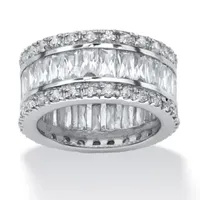 DiamonArt® 11.5MM White Cubic Zirconia Platinum Over Silver Round Band