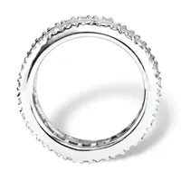 DiamonArt® 11.5MM White Cubic Zirconia Platinum Over Silver Round Band