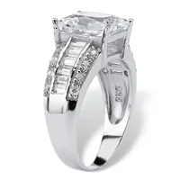 DiamonArt® Womens CT. T.W. White Cubic Zirconia Platinum Over Silver Rectangular Engagement Ring