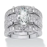 DiamonArt® Womens 3 CT. T.W. White Cubic Zirconia Sterling Silver Bridal Set