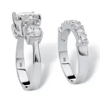 DiamonArt® Womens 5 1/2 CT. T.W. White Cubic Zirconia Platinum Over Silver Round Bridal Set