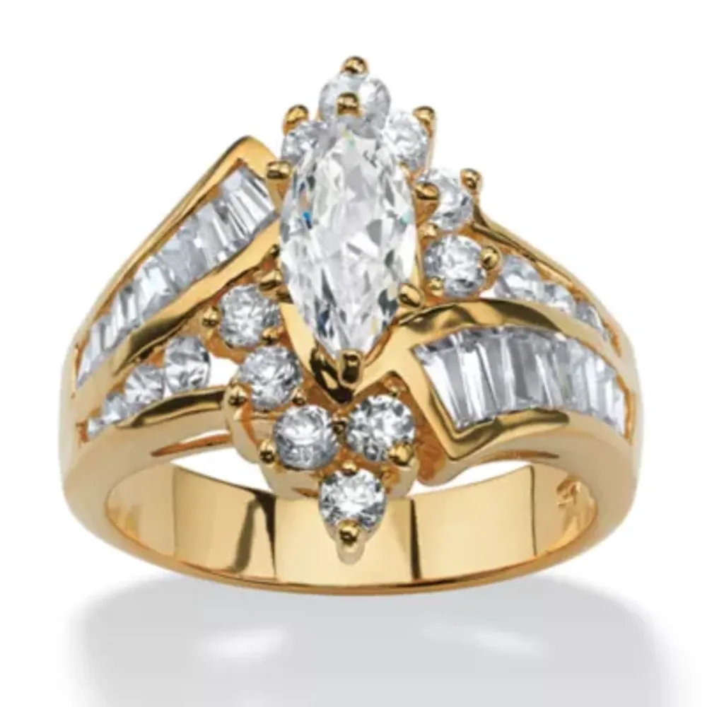 DiamonArt® Womens 3 1/4 CT. T.W. White Cubic Zirconia 18K Gold Over Silver Engagement Ring