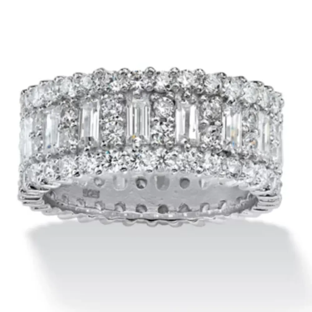 DiamonArt® 9M 4 3/4 CT. T.W. White Cubic Zirconia Platinum Over Silver Rectangular Band