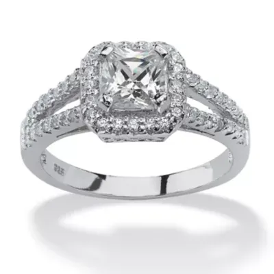 DiamonArt® Womens 1 5/8 CT. T.W. White Cubic Zirconia Platinum Over Silver Square Engagement Ring