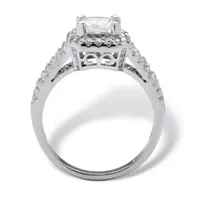 DiamonArt® Womens / CT. T.W. White Cubic Zirconia Platinum Over Silver Square Engagement Ring