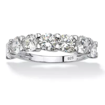 DiamonArt® 2MM 3 1/2 CT. T.W White Cubic Zirconia Platinum Over Silver Round Band