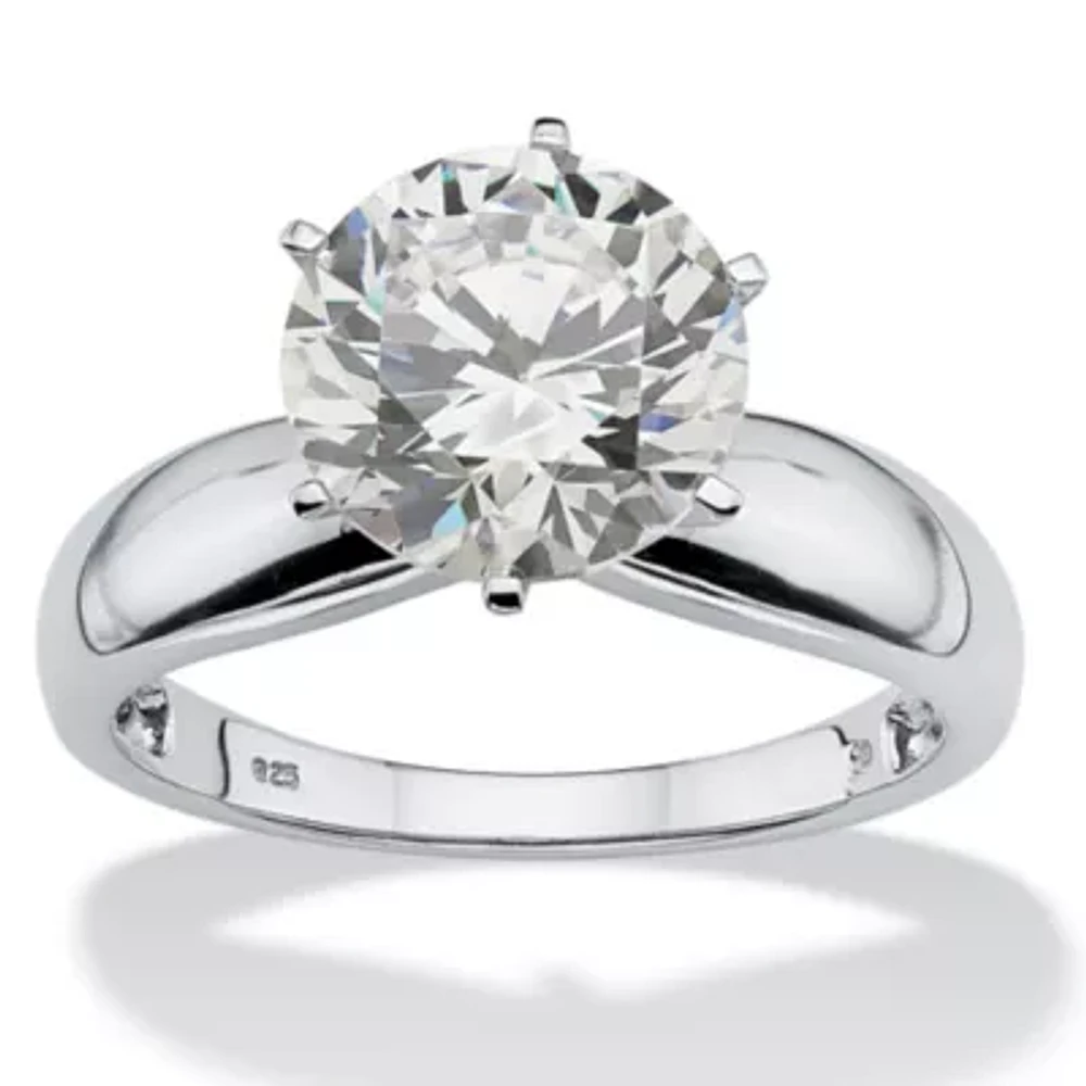 DiamonArt® Womens 1/ CT. T.W. White Cubic Zirconia Platinum Over Silver Round Engagement Ring