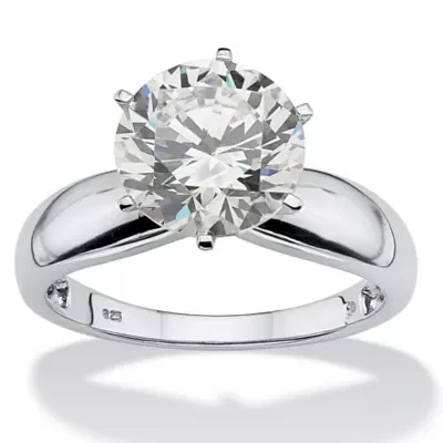 DiamonArt® Womens / CT. T.W. White Cubic Zirconia Platinum Over Silver Round Engagement Ring