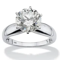 DiamonArt® Womens 1/2 CT. T.W. White Cubic Zirconia Platinum Over Silver Round Engagement Ring