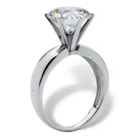 DiamonArt® Womens 1/2 CT. T.W. White Cubic Zirconia Platinum Over Silver Round Engagement Ring