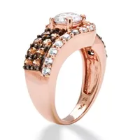 DiamonArt® Womens 2 1/2 CT. T.W. White Cubic Zirconia 14K Rose Gold Over Silver Round Cocktail Ring