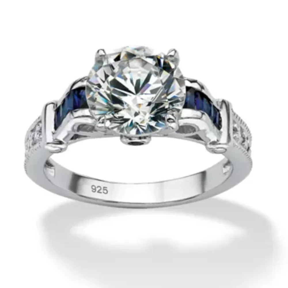 DiamonArt® Womens 5 CT. T.W. White Cubic Zirconia Platinum Over Silver Round Engagement Ring